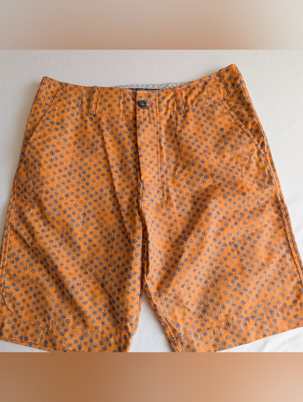 Men's Orange Printed Chino Shorts